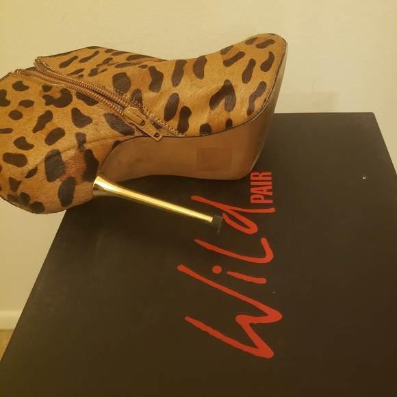 Leopard Pony Fur Stiletto Ankle Boots - Picture 4 of 8